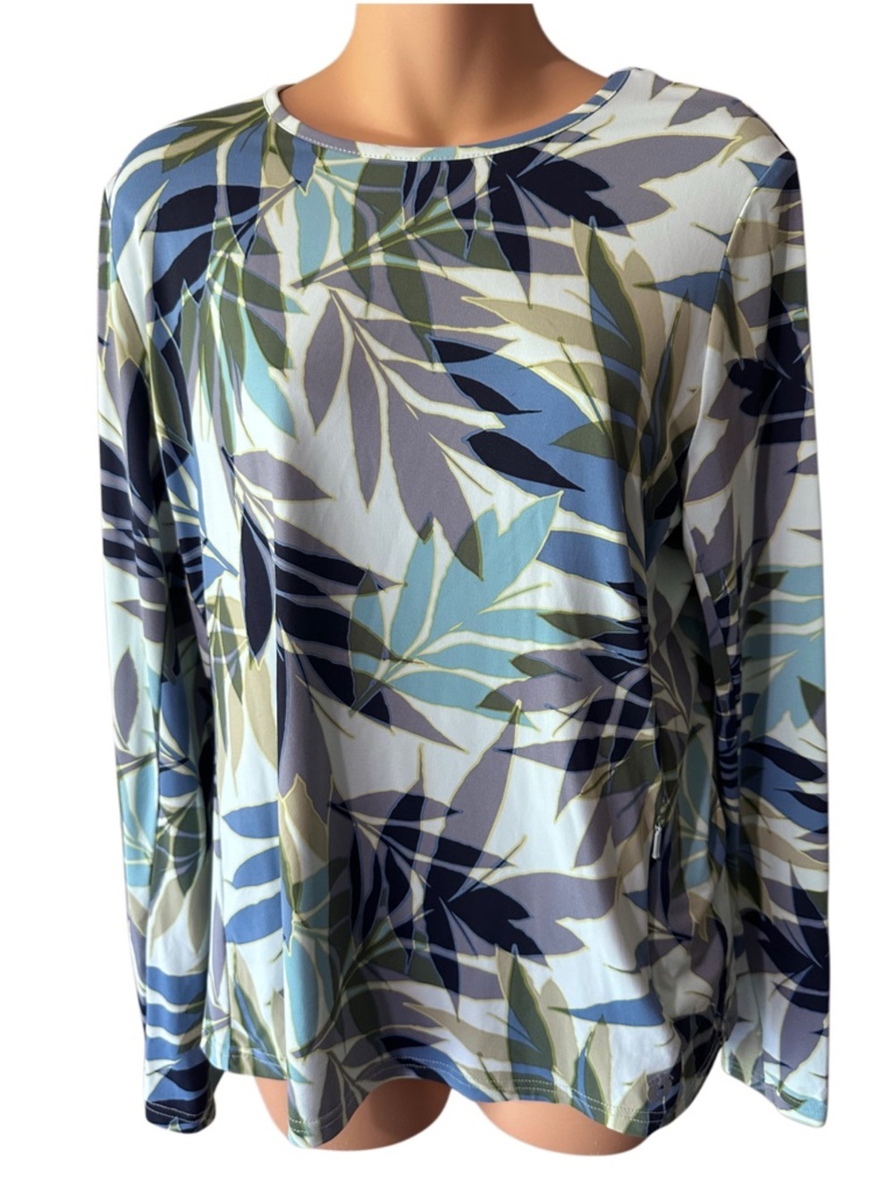 Hang Ten Women’s Size Large Tropical Leaf Print Long Sleeve Swim Style Shirt